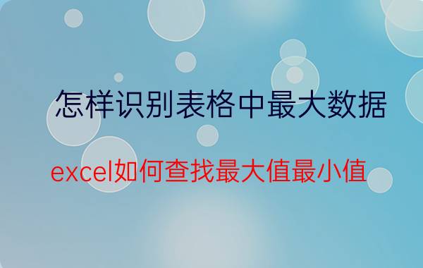 怎样识别表格中最大数据 excel如何查找最大值最小值？